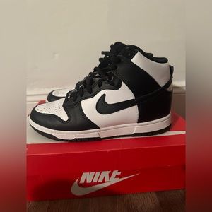 White/Black Nike Dunk High w/ university red label